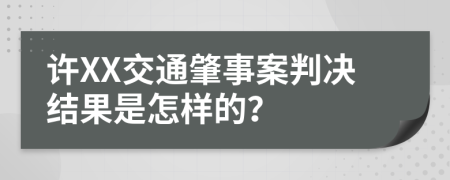 许XX交通肇事案判决结果是怎样的？