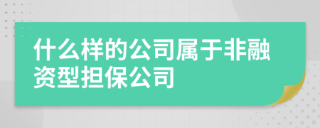 什么样的公司属于非融资型担保公司