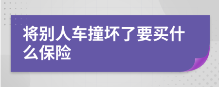 将别人车撞坏了要买什么保险