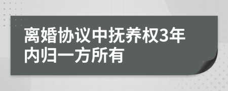 离婚协议中抚养权3年内归一方所有