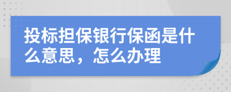 投标担保银行保函是什么意思，怎么办理