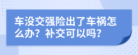 车没交强险出了车祸怎么办？补交可以吗？