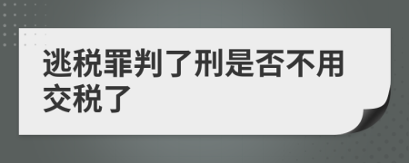 逃税罪判了刑是否不用交税了