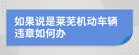 如果说是莱芜机动车辆违章如何办