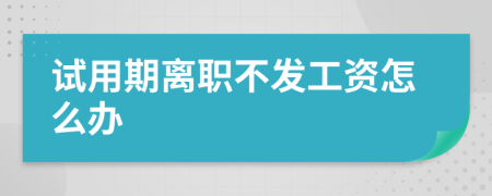 试用期离职不发工资怎么办