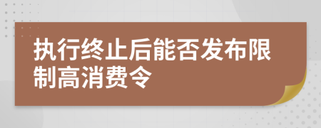 执行终止后能否发布限制高消费令