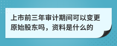 上市前三年审计期间可以变更原始股东吗，资料是什么的