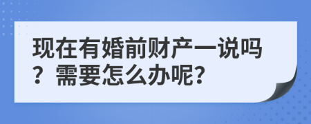 现在有婚前财产一说吗？需要怎么办呢？