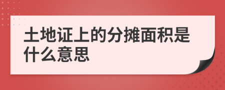 土地证上的分摊面积是什么意思