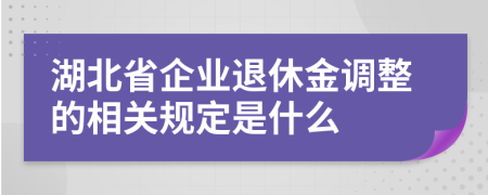 湖北省企业退休金调整的相关规定是什么