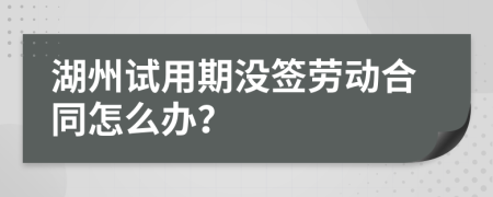 湖州试用期没签劳动合同怎么办？