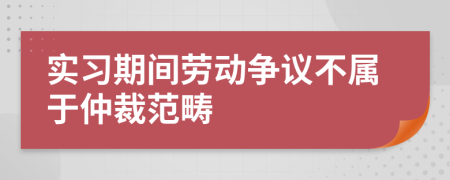 实习期间劳动争议不属于仲裁范畴