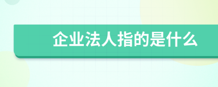 企业法人指的是什么