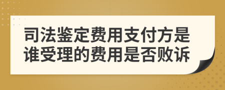 司法鉴定费用支付方是谁受理的费用是否败诉