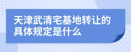 天津武清宅基地转让的具体规定是什么