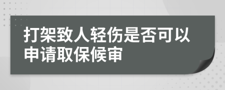 打架致人轻伤是否可以申请取保候审