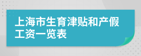 上海市生育津贴和产假工资一览表