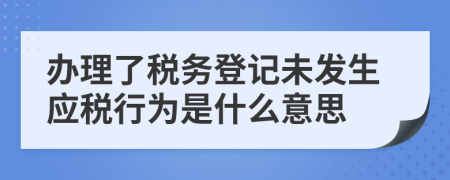 办理了税务登记未发生应税行为是什么意思