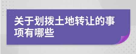 关于划拨土地转让的事项有哪些