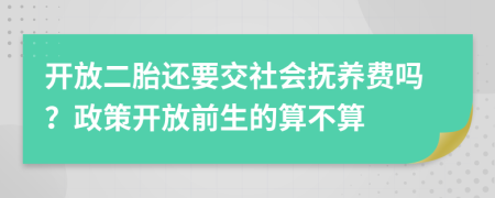 开放二胎还要交社会抚养费吗？政策开放前生的算不算