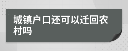 城镇户口还可以迁回农村吗