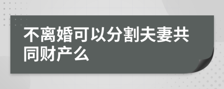 不离婚可以分割夫妻共同财产么