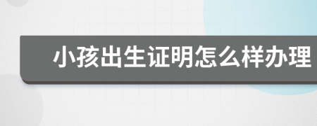 小孩出生证明怎么样办理