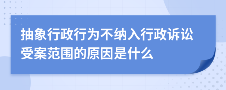 抽象行政行为不纳入行政诉讼受案范围的原因是什么