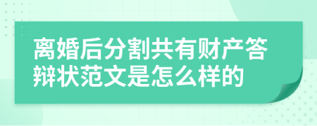 离婚后分割共有财产答辩状范文是怎么样的