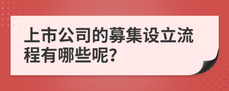 上市公司的募集设立流程有哪些呢？