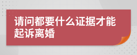 请问都要什么证据才能起诉离婚