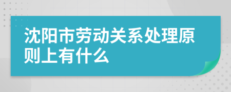 沈阳市劳动关系处理原则上有什么