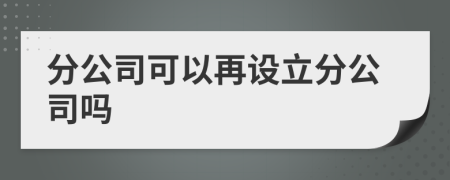 分公司可以再设立分公司吗