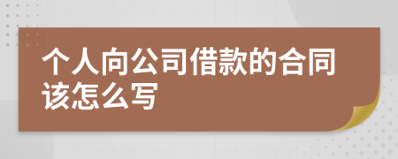 个人向公司借款的合同该怎么写