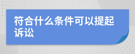 符合什么条件可以提起诉讼