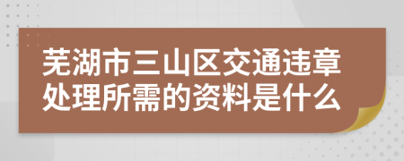 芜湖市三山区交通违章处理所需的资料是什么