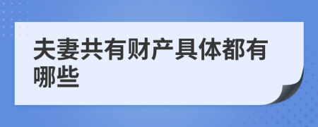 夫妻共有财产具体都有哪些