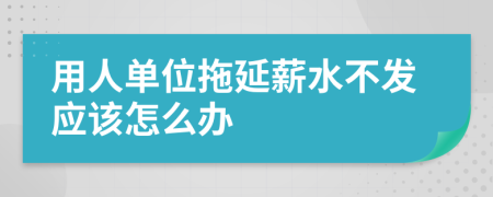 用人单位拖延薪水不发应该怎么办