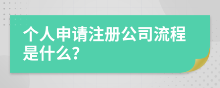 个人申请注册公司流程是什么？