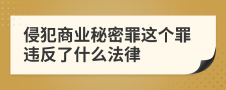 侵犯商业秘密罪这个罪违反了什么法律