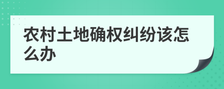 农村土地确权纠纷该怎么办