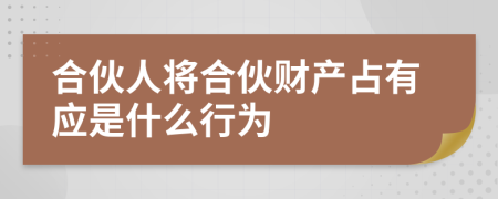 合伙人将合伙财产占有应是什么行为