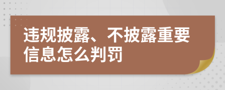 违规披露、不披露重要信息怎么判罚