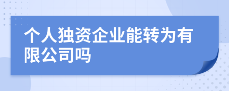 个人独资企业能转为有限公司吗