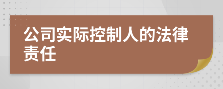 公司实际控制人的法律责任