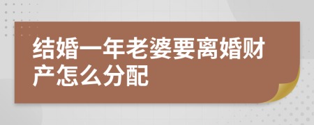 结婚一年老婆要离婚财产怎么分配