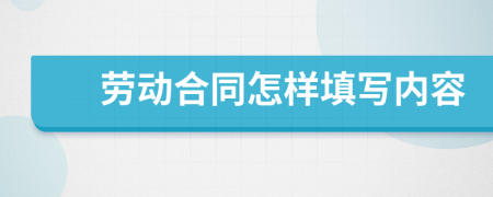 劳动合同怎样填写内容