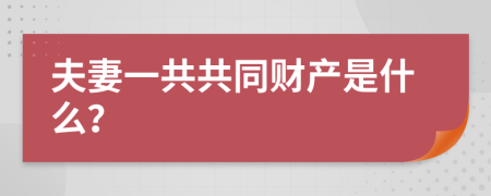 夫妻一共共同财产是什么？