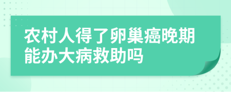 农村人得了卵巢癌晚期能办大病救助吗