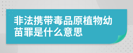 非法携带毒品原植物幼苗罪是什么意思